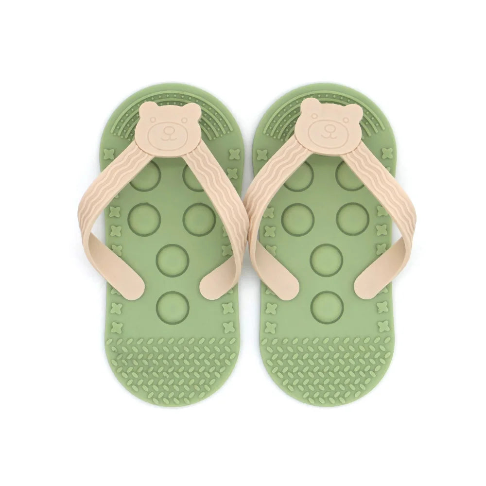 Silicone flip-flop teether for baby soothing gums