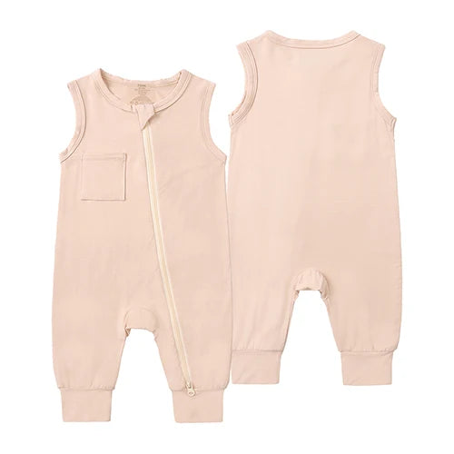 Essentials Summer Baby Romper Clothes Bamboo Fiber Jumpsuit Sleeveless Onesies Pajamas Solid Bodysuit For