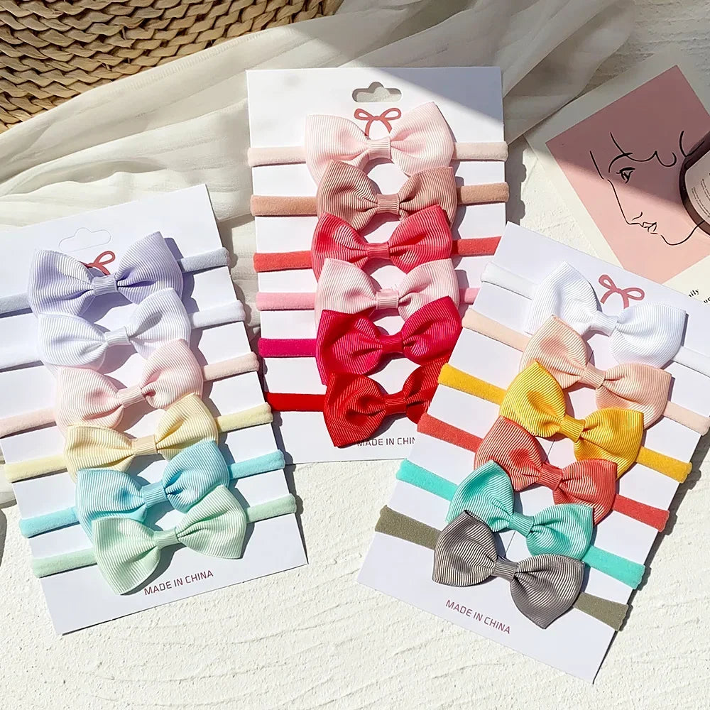 Solid Color Ribbon Headband Set for Baby Girls