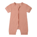 Soft Bamboo Short Sleeve Zip Romper - Dusty Rose