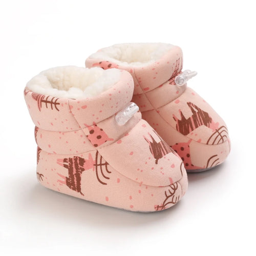 Pink Deer Cozy Cartoon baby boots