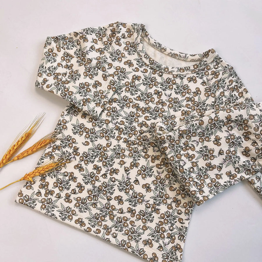 Floral Print Baby Pajama Set close-up of floral pattern