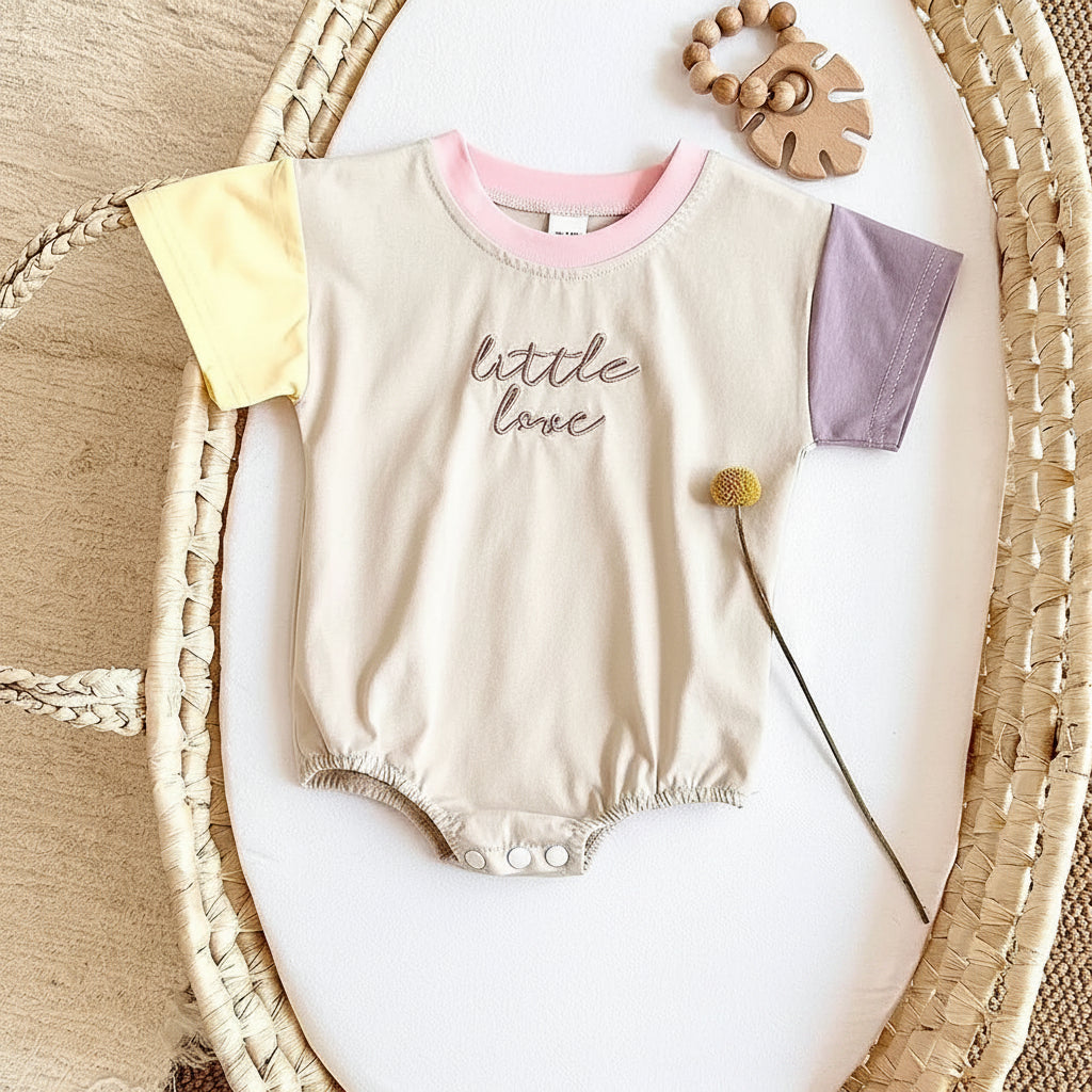 Casual Embroidered Button-Up Baby Romper