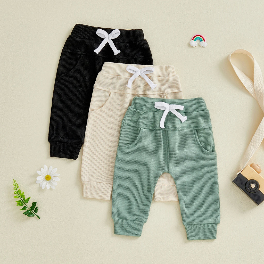 Elastic Waist Solid Color Baby Pants