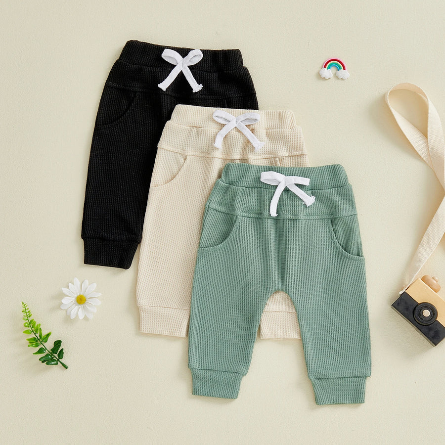 Elastic Waist Solid Color Baby Pants