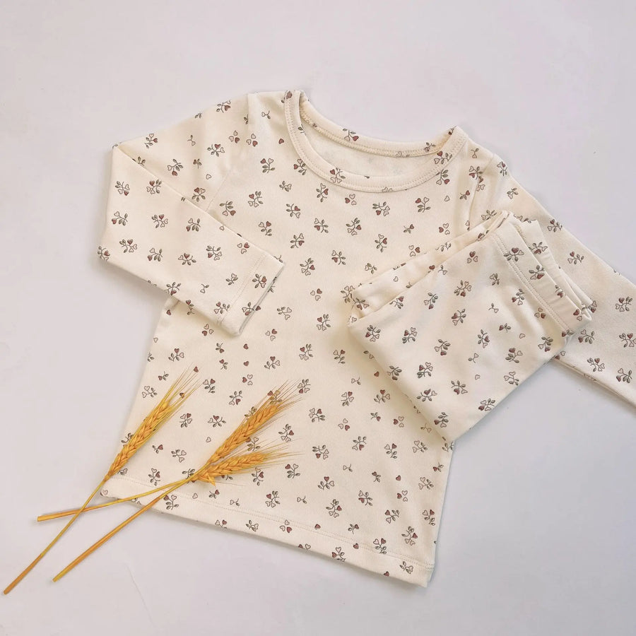 Floral Print Baby Pajama Set detail of collar