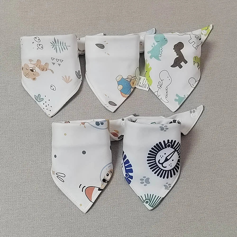 5-Pack Cotton Baby Bib Set - Little Safari Set