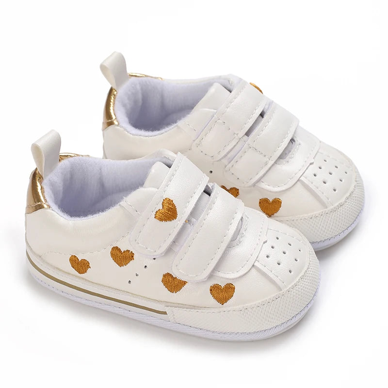 Gold Heart Velcro Little Steps baby sneakers