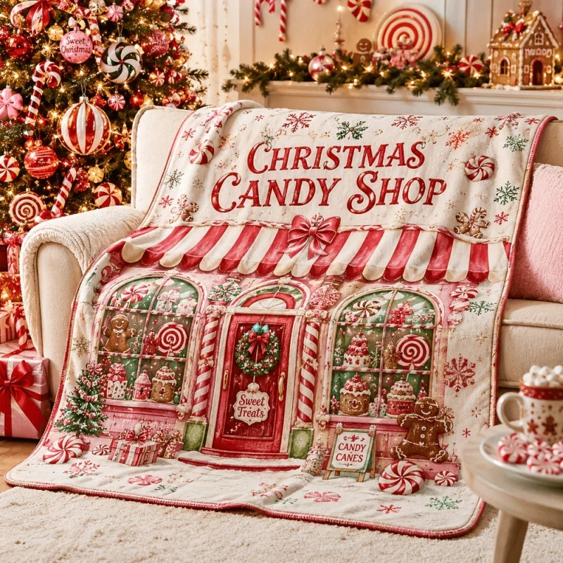Christmas Candy Shop Throw Blanket