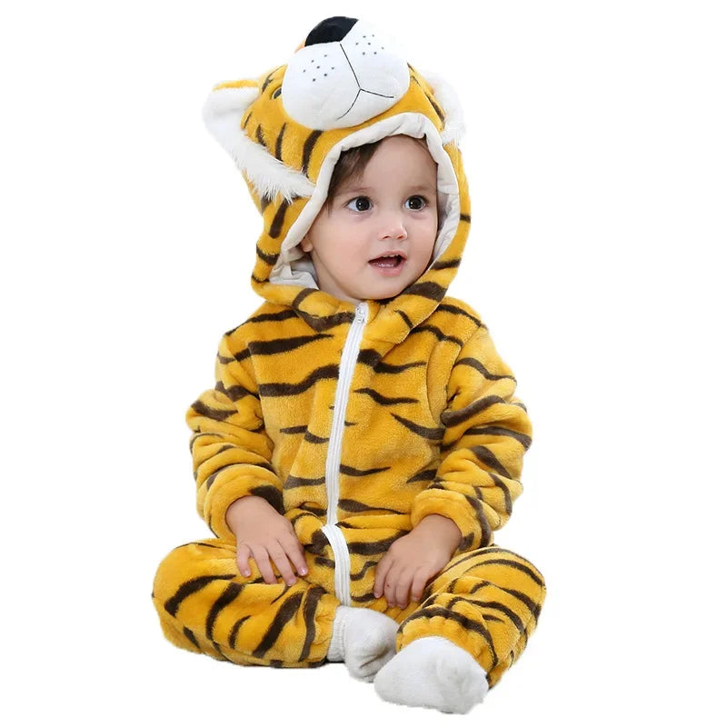 Yellow Tiger Infant Hooded Romper Costume