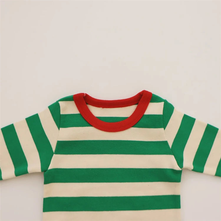 Christmas Stripe Bodysuit & Pants Pajama Set
