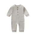 Waffle Knit Pocket Romper - Light Gray