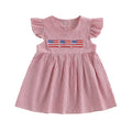 Stars & Stripes Seersucker Flutter Dress - Red