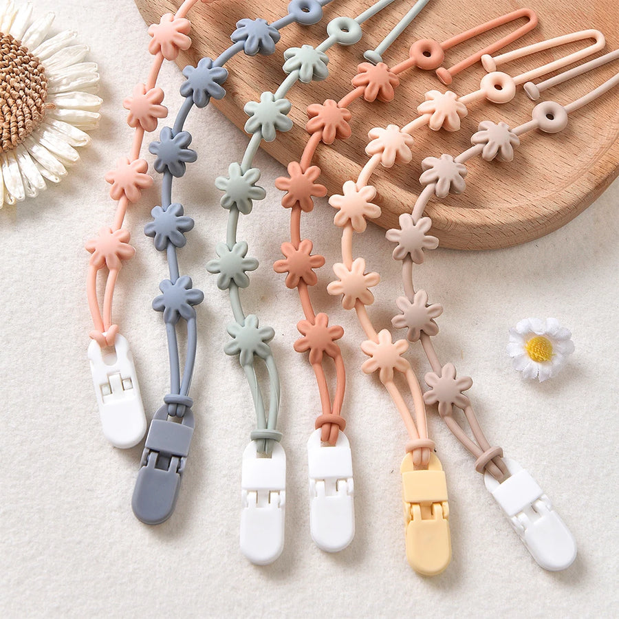 Soft Teething Pacifier Clip attached to pacifier