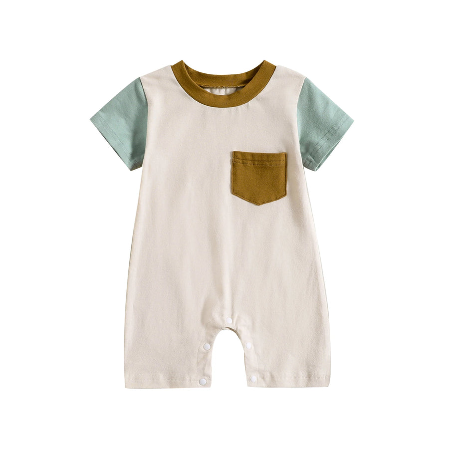 Contrast Color Short Sleeve Romper, product view 7