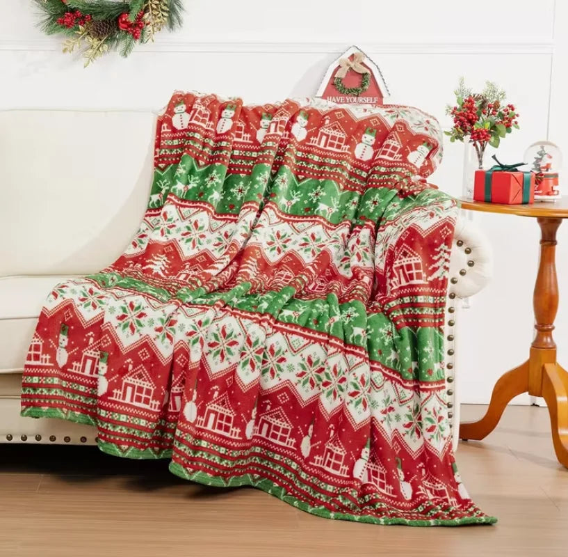 Red Green Holiday Fair Isle Throw Blanket