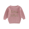 Toddler girl sweater displayed in multiple color options