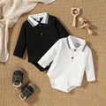 Button-Up Collar Bodysuit Set for Baby Boys