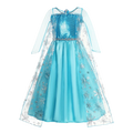 Blue snowflake princess dress costume with sequin bodice and sheer snowflake cape