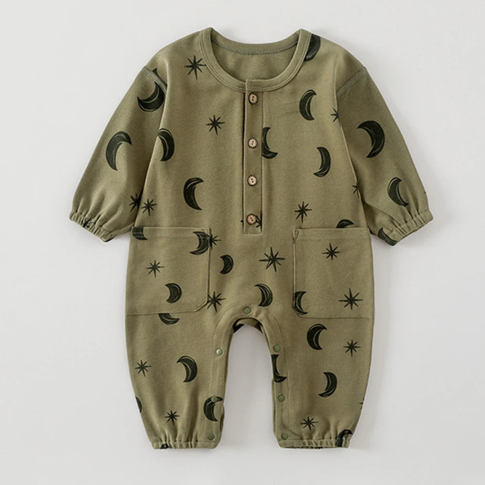 Baby wearing Long Sleeve Printed Baby Romper