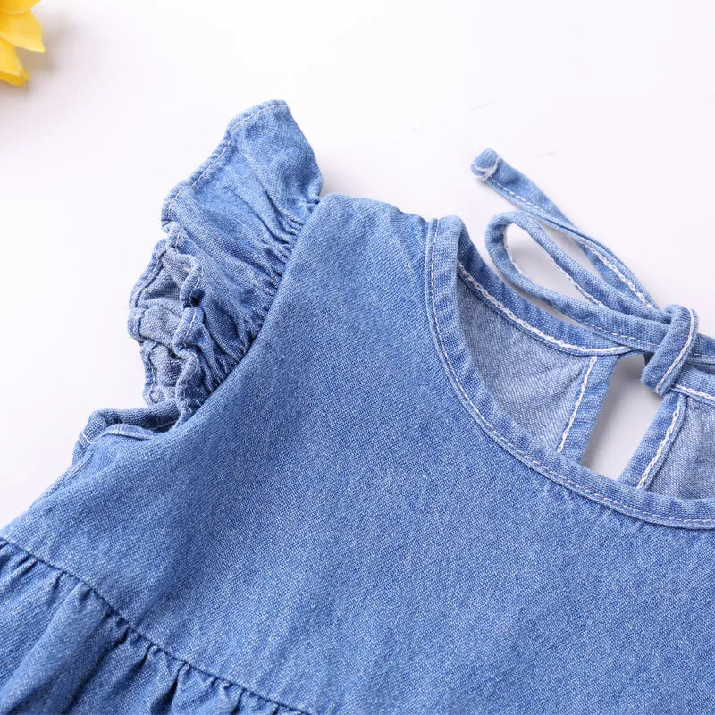 Denim Ruffle Romper, product view 3