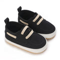 Black lace-up canvas baby first walkers