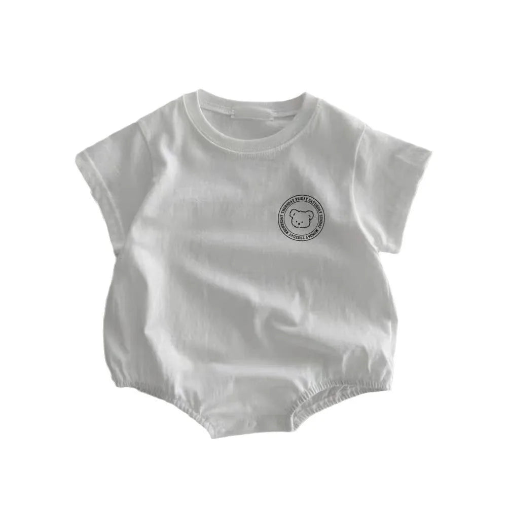 Cartoon Bear Short Sleeve Baby Bodysuit detail of pattern