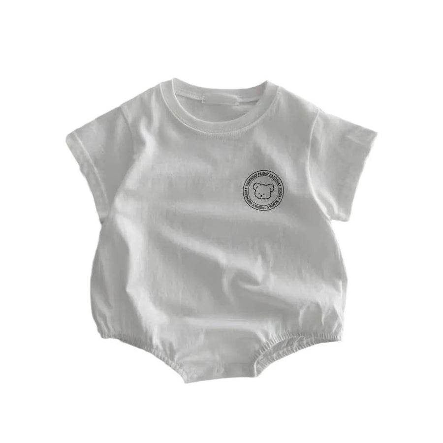 Cartoon Bear Short Sleeve Baby Bodysuit detail of pattern