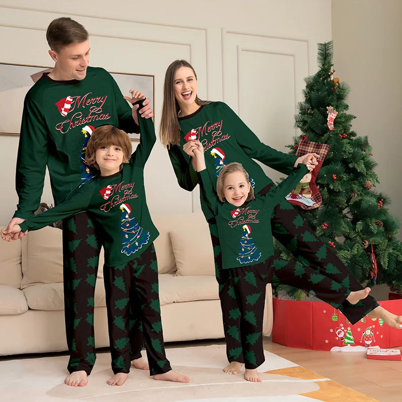 Pine Green Graphic & Plaid Family Christmas Pajamas