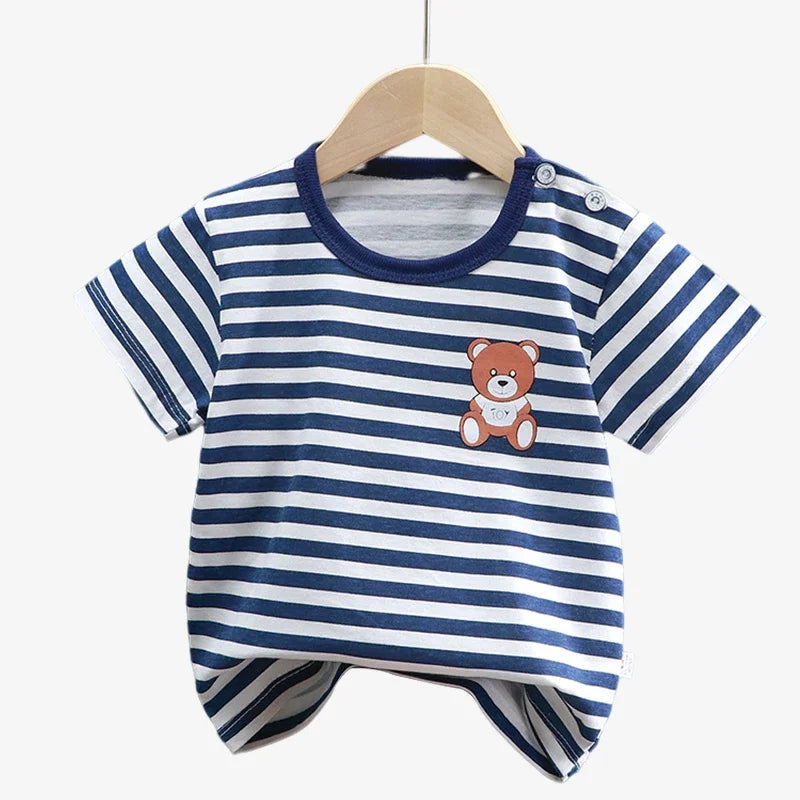 Émile Navy Stripe Bear Cotton T-Shirt