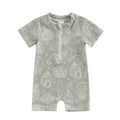 Baby Boys Summer Swimwear Beach Swimming Suit Cute Sea Element Prints Zipper Short Sleeve Monokini Swimsuit
