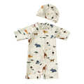 Unicorn Print Swim Bodysuit Set for Toddlers with Matching Hat