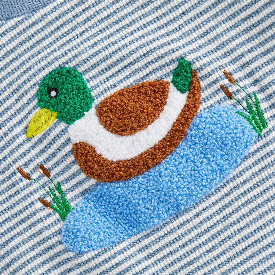 Duck Embroidery Stripe Bodysuit, product view 7