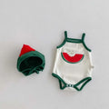 Watermelon baby jumpsuit costume set with romper and matching hat