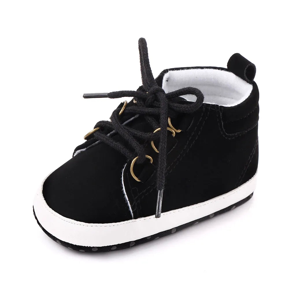 Black high-top lace-up baby sneaker