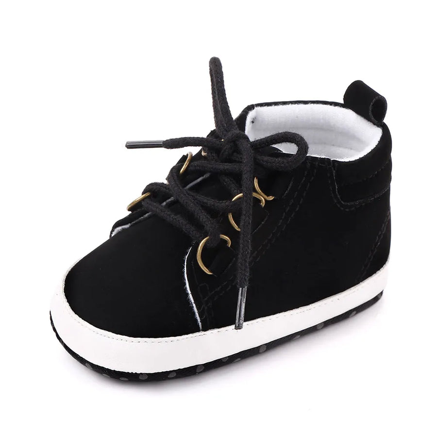 Black high-top lace-up baby sneaker