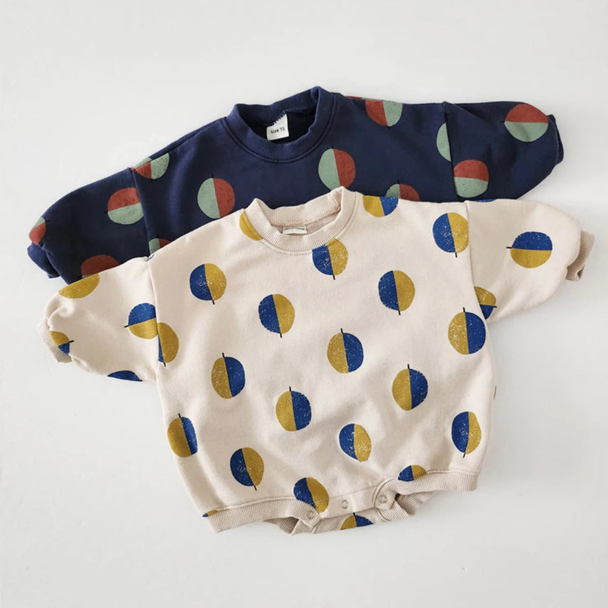Balloon Print Sweatshirt Romper Beige INS Korea Baby Girls Boys Loose Long Sleeve Romper Jumpsuits Romper