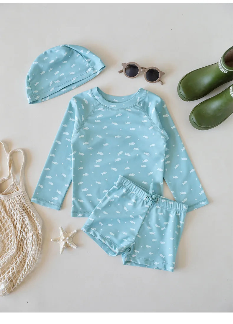 Printed Long Sleeve Swimwear Set for Toddlers