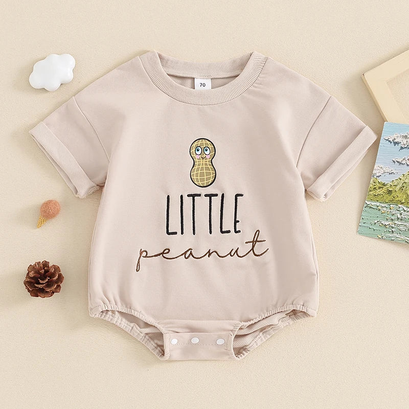 Cartoon Peanut Print Romper front view