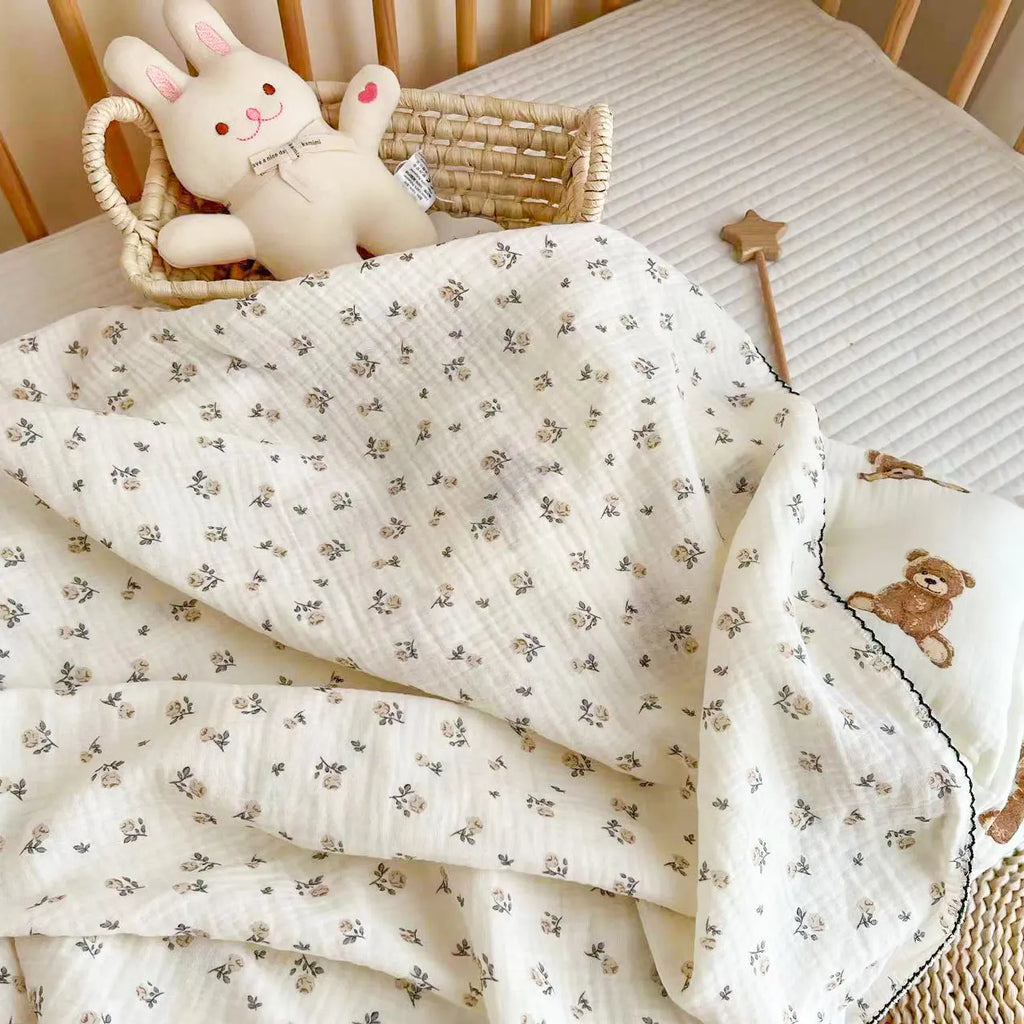 Muslin Floral Baby Blanket