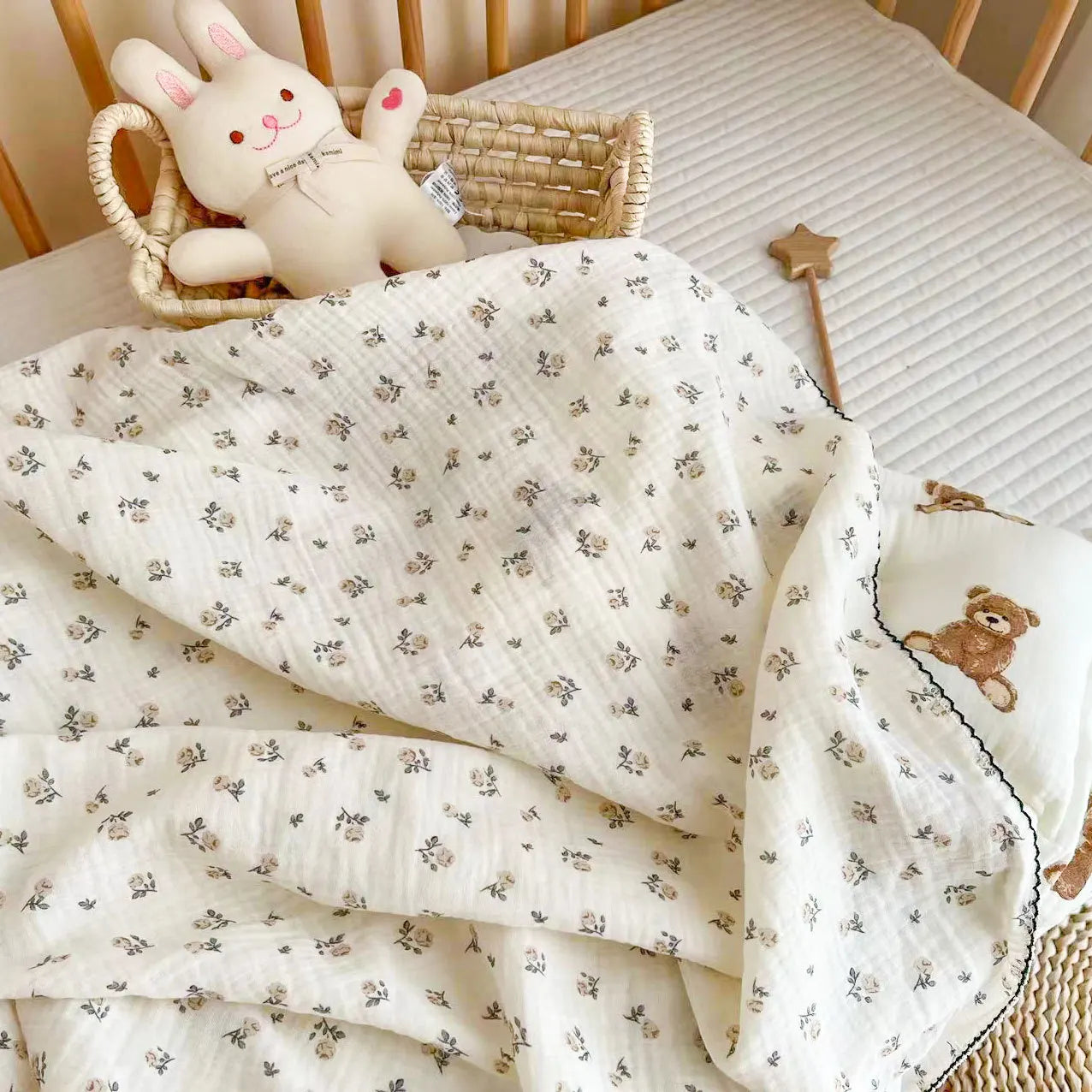 Muslin Floral Baby Blanket