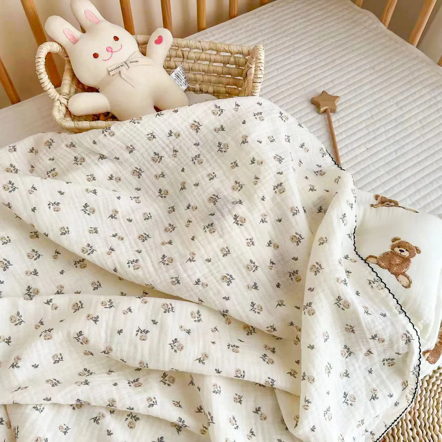 Muslin Floral Baby Blanket, product view 3