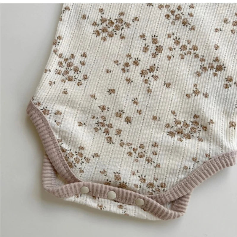 Floral Short Sleeve Romper Set detail of fabric