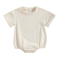 Short Sleeve Solid Color Infant Bodysuit Jumpsuit