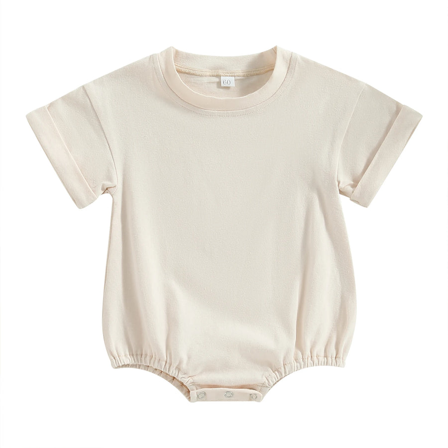 Short Sleeve Solid Color Infant Bodysuit Jumpsuit