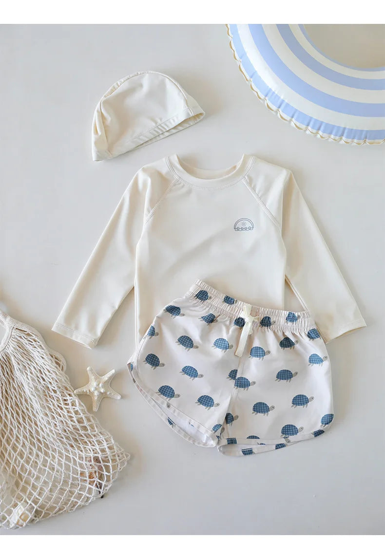 Printed Long Sleeve Swimwear Set for Toddlers