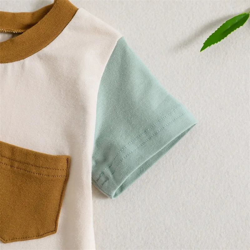 Contrast Color Short Sleeve Romper, product view 5