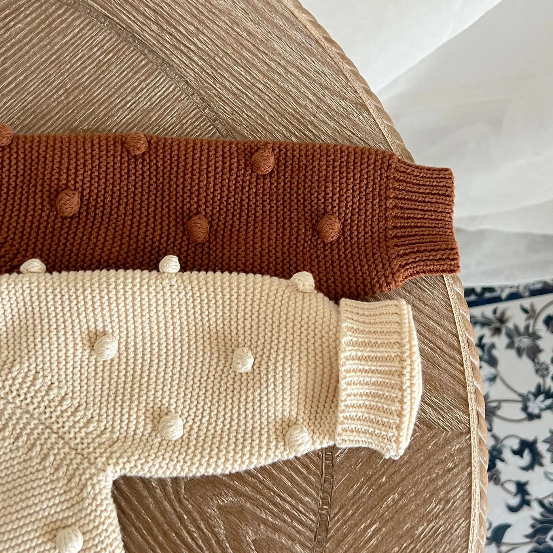 Unisex baby sweater cardigan thick warm knit long sleeve top for autumn and winter