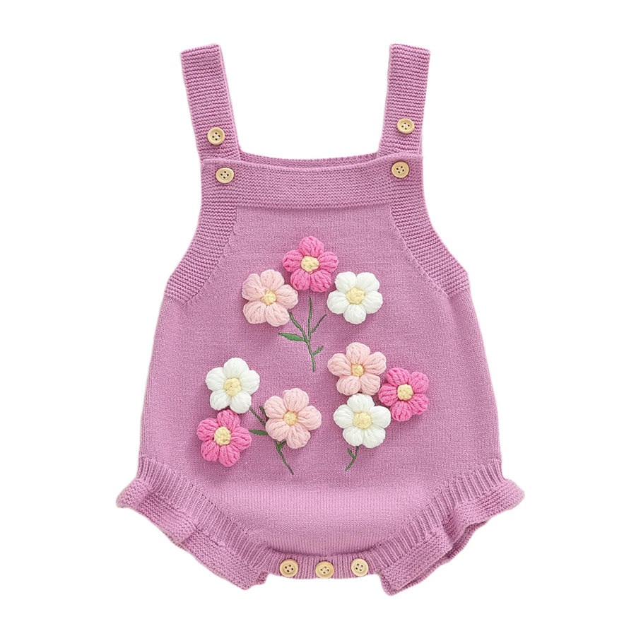 Floral Bee Knit Sweater Romper front view