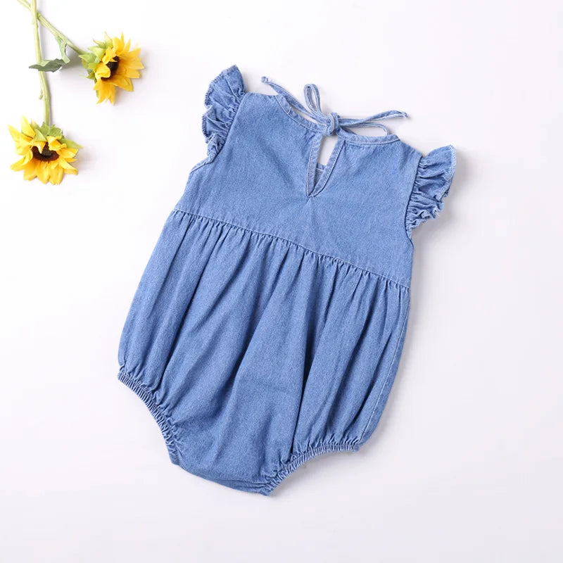 Denim Ruffle Romper, product view 2
